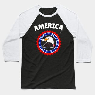 Red White Blue Bald Eagle Fourth Of July Baseball T-Shirt